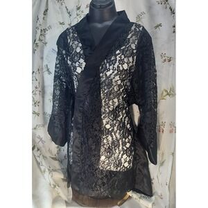 Vintage Victoria's Secret Vintage Robe Black Lace Lingerie Sexy One Size Goth